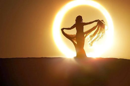 woman in circle of light